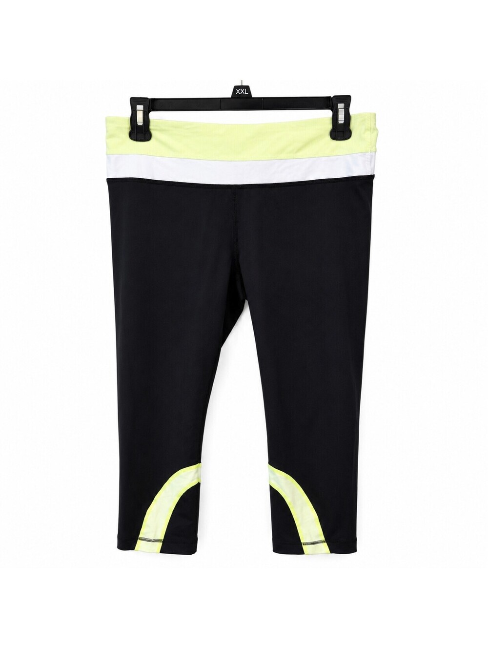 Lululemon Women's Run Inspire Crop Leggings Yellow and White Waistband, Size 8